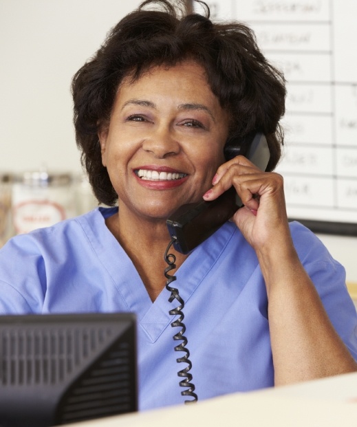 Plano sleep center team member talking on phone