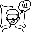 Animated snoring person wearing sleep mask icon