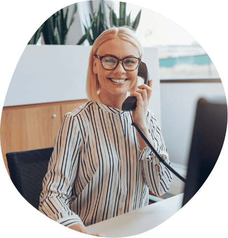 Smiling woman talking on phone