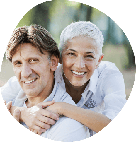 Senior man and woman smiling together